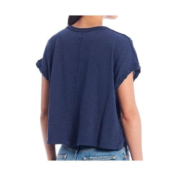 Free People We the Free You Rock Tee T-Shirt Navy L Cotton - Picture 3 of 5